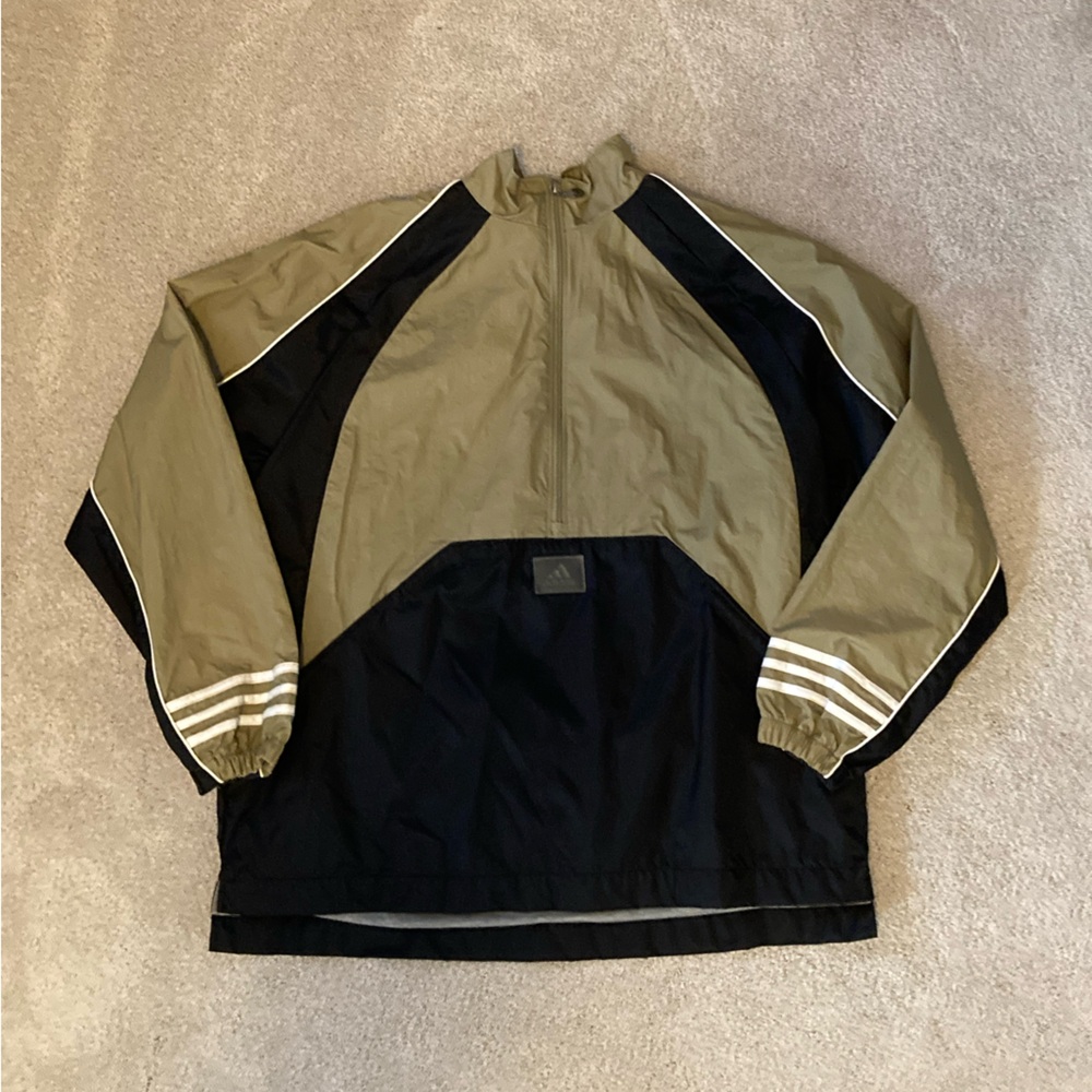 VINTAGE 90’s Adidas Tan and Black Windbreaker Jacket